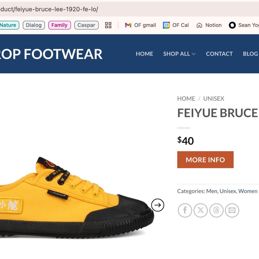 Feiyue Bruce Lee Special Edition Low Top Sneaker Yellow NWT. US 10M/12W/EUR 43 - Picture 11 of 12